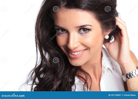 Beautiful Woman Smiles At Camera Stock Image Image 33178691