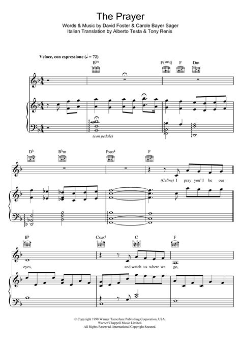 Celine Dion And Andrea Bocelli The Prayer Sheet Music Notes Download Printable Pdf Score 33266