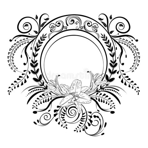 Art Nouveau Frame With Lilies Stock Vector Illustration Of Border