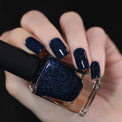 You Up Deep Navy Blue Holographic Nail Polish By Ilnp