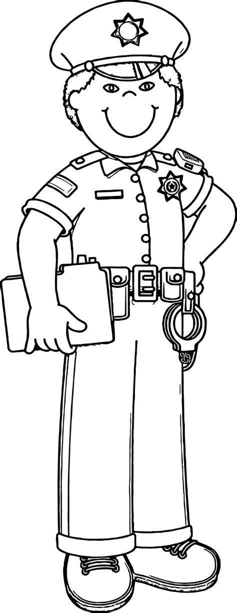 Policeman Clipart Coloring Policeman Coloring Transparent Free For