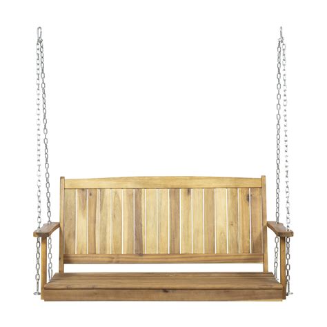 Lilith Outdoor Aacia Wood Porch Swing Teak