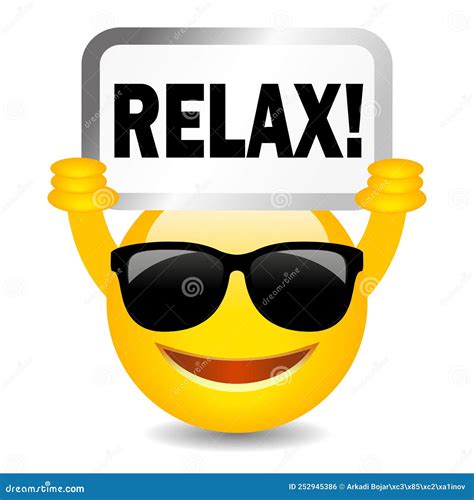 Cool Happy Emoji With Relax Sign Stock Vector Illustration Of Face
