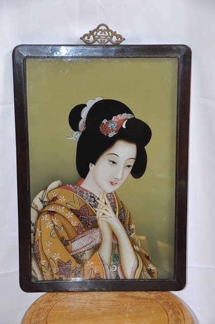 Reverse Glass Painting Of A Geisha