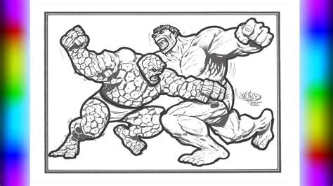 Hulk Vs Thing Fantastic Four Coloring Page How To Color Hulk Vs