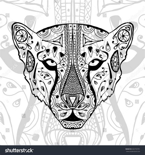 Black White Cheetah Print Ethnic Patterns Stock Vector