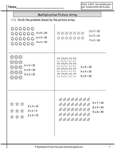3rd Grade Multiplication Arrays Worksheet