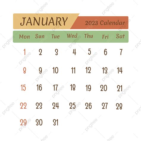 Kalender 2023 Hd Transparent Kalender Bulan Januari 2023 Kalender