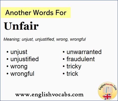 Another Word For Unfair What Is Another Word Unfair English Vocabs