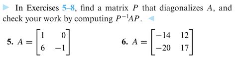 Solved In Exercises 58 Find A Matrix P That Diagonalizes