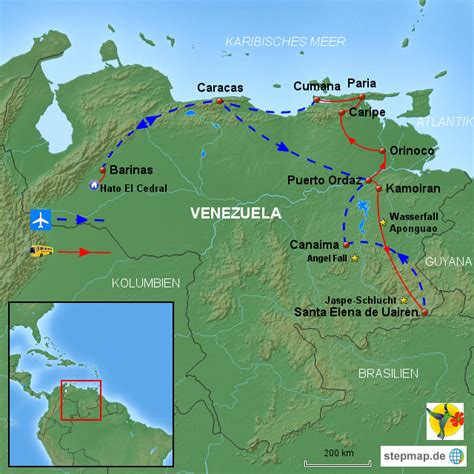 Stepmap Ven Große Venezuela Rundreise 20 Tage Landkarte Für Venezuela