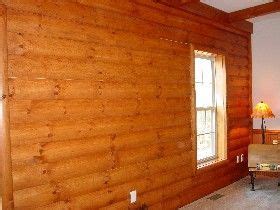 Quarter log cabin siding offers many other advantages over round log besides just price. Faux Log Cabin Interior Walls | Log siding, rustic log railings, tongue and groove paneling; all ...