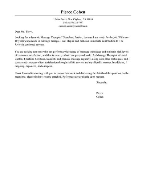 Professional Massage Therapist Cover Letter Examples