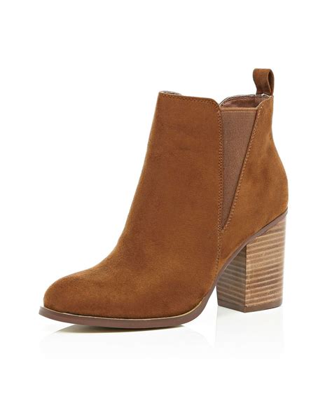 River Island Tan Brown Heeled Chelsea Boots Lyst