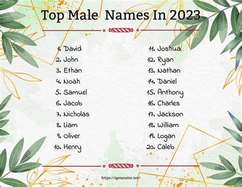 Male Name Generator 1001 Male Name Ideas