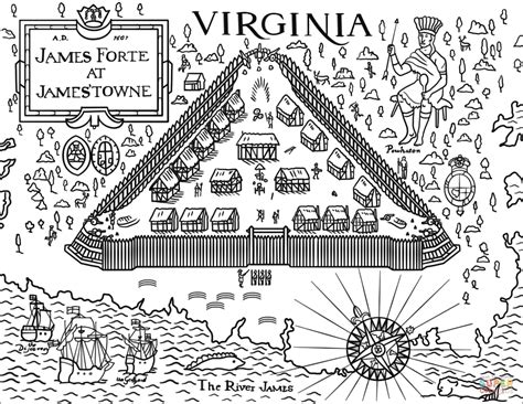 Jamestown Fort Coloring Page Free Printable Coloring Pages