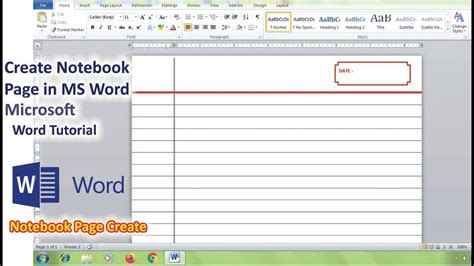 Create Notebook Page In Ms Word Microsoft Tutorial Youtube