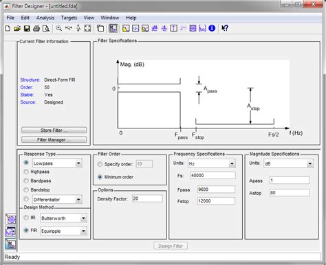 Designing bandpass fir filter matlab. Design filters starting with algorithm selection - MATLAB