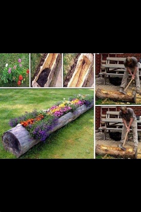 Flower Bed Ideas Log Planter Diy Garden Garden