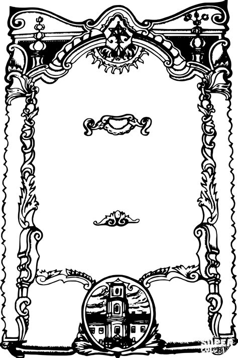 Vintage Curly Tower Frame Coloring Page Colouringpages