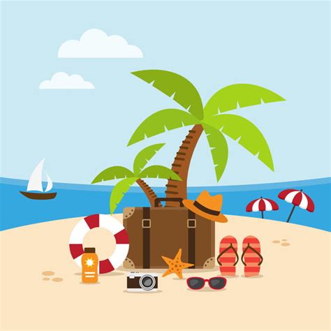 Estire el fondo de pantalla. Vacaciones De Verano En La Playa Con Fondo De Accesorios ...