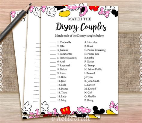 Jun 22, 2015 · 27 thousand people. Disney Couples Match Game Printable Disney Bridal Shower