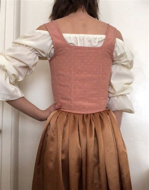 Renaissance Corset Peasant Bodice In Pinkrose Gold With Etsy