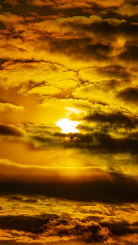Download Wallpaper 2160x3840 Sky Clouds Sun Sunset Dark Samsung