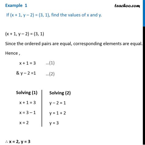 example 1 if x 1 y 2 3 1 find x and y class 11