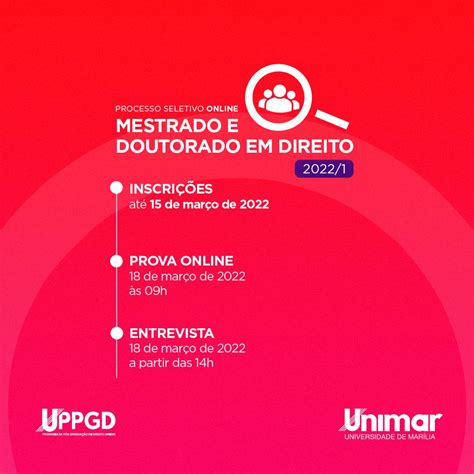 Mestrado e Doutorado em Direito da Unimar abrem inscrições para