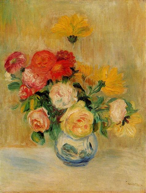 Vase Of Roses And Dahlias Pierre Auguste Renoir