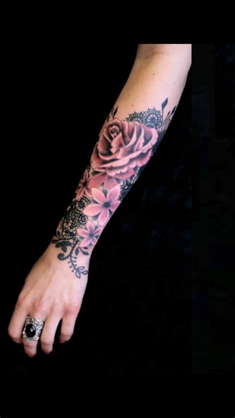 Rose And Lace Tattoo Forearm Tattoo Ideas Rose Tattoo Ideas Lace