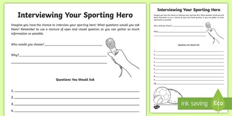 Interviewing Your Sporting Hero Writing Template Twinkl