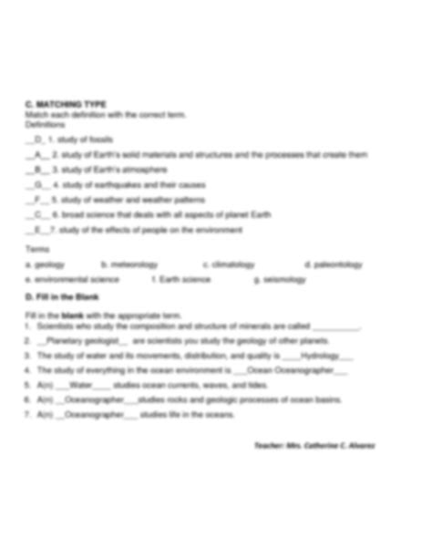 Solution Branches Of Earth Science Worksheet Studypool
