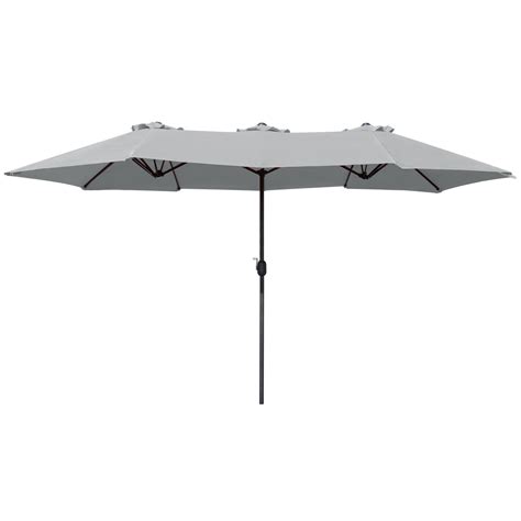 Walnew 15 Ft Grey Patio Double Sided Outdoor Twin Table Umbrella