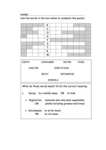 Ecosystem Acrostic Teaching Resources