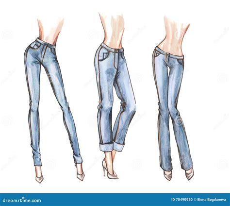 Blue Jeans Watercolor Illustration Stock Illustration Illustration Of