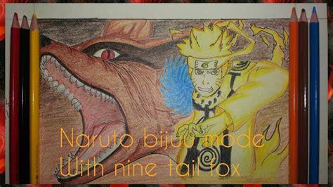 How To Draw Naruto Bijuu Mode With Nine Tail Fox Youtube