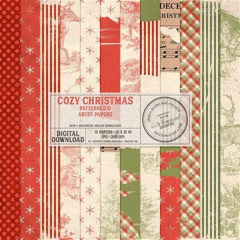 Patterned Christmas Paper Red And Green Backgrounds Vintage Etsy