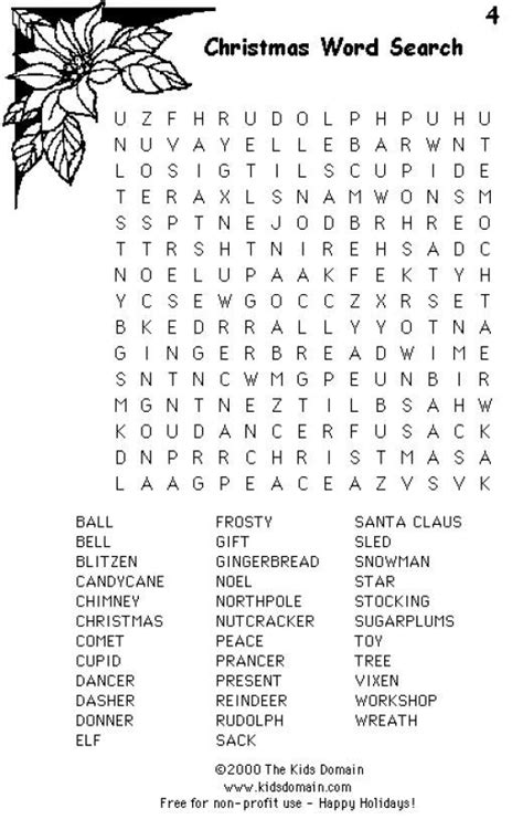 Poinsettia Christmas Word Search Christmas Word Search Pinterest
