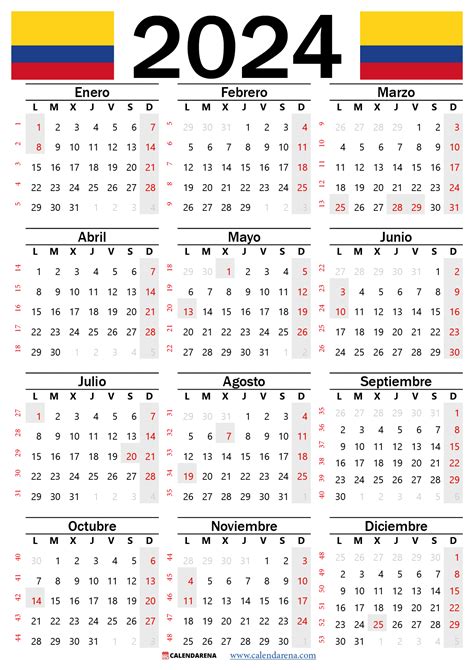 Colombia Calendario 2024 October November December 2024 Calendar