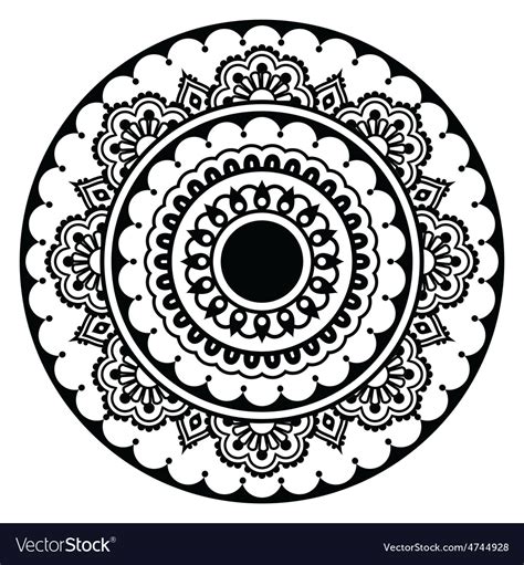 Mehndi Indian Henna Floral Tattoo Round Pattern Vector Image