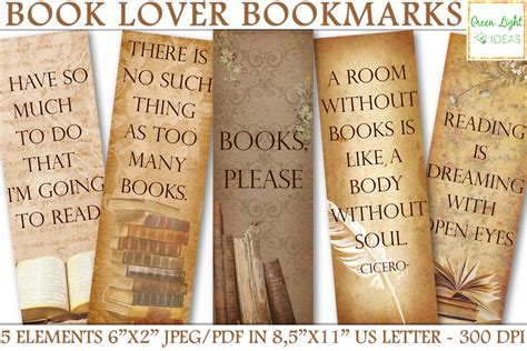 Digital Prints Bookmark Set Us Letter Size Reading Tracker Bookmark