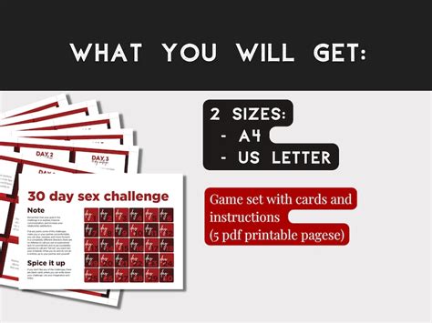 Printable 30 Day Sex Challenge Sexy Date Night Game Couples Bucket
