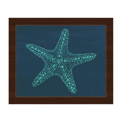 Starfish Dots In Teal Framed Canvas Wall Art Print Overstock 16325557