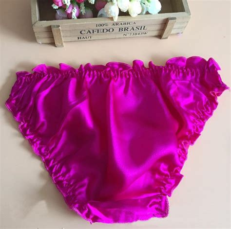 2019 Woman Ruffle Silk Panties Xxl Plus Size Ladies Mulberry Silk Satin Briefs Soft