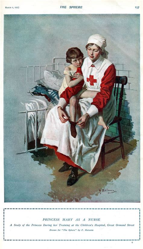 princess mary nurse 1922 illustration portrait by matania vintage 1920s magazine
