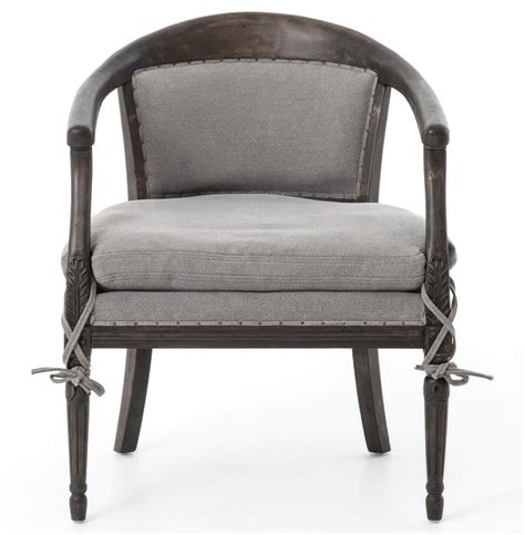 Kinney French Modern Classic Grey Espresso Wood Living Room Chair