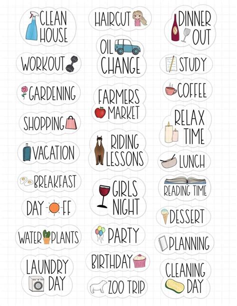 Printable Planner Stickers Journal Stickers Scrapbook Stickers Calendar Stickers Printables