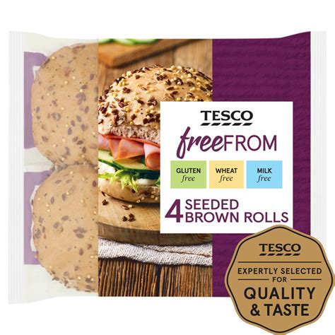 Tesco Free From Brown Seeded Rolls 4 Pack Tesco Groceries